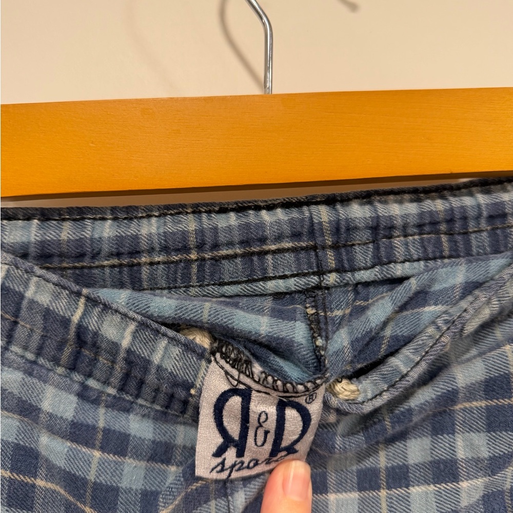 Kids Checkered Pajama Bottoms - Dark Blue and Sky Blue - Picture 5 of 13